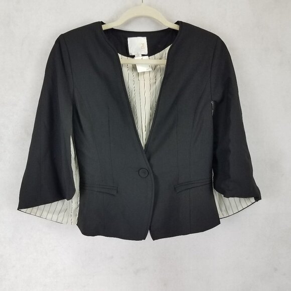 +NEW Revolve Line & Dot XS Black Cape style Crop Blazer 3/4 Cape Sleeves - Picture 1 of 11